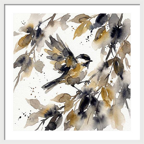 Chickadee Among Autumn Leaves