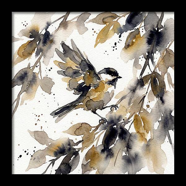 Chickadee Among Autumn Leaves