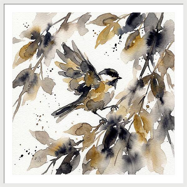 Chickadee Among Autumn Leaves