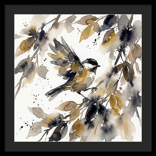 Chickadee Among Autumn Leaves