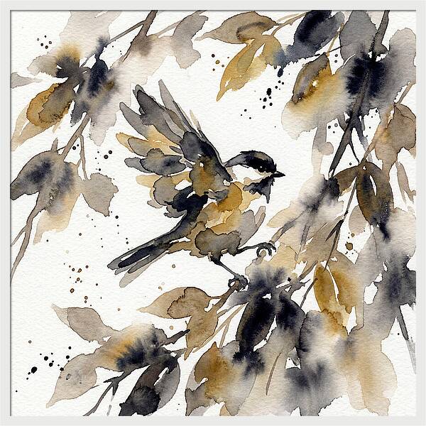 Chickadee Among Autumn Leaves