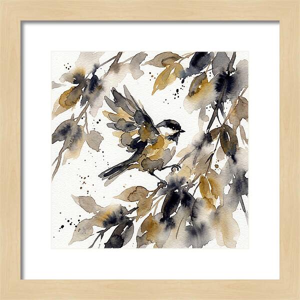 Chickadee Among Autumn Leaves