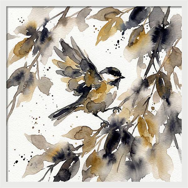 Chickadee Among Autumn Leaves