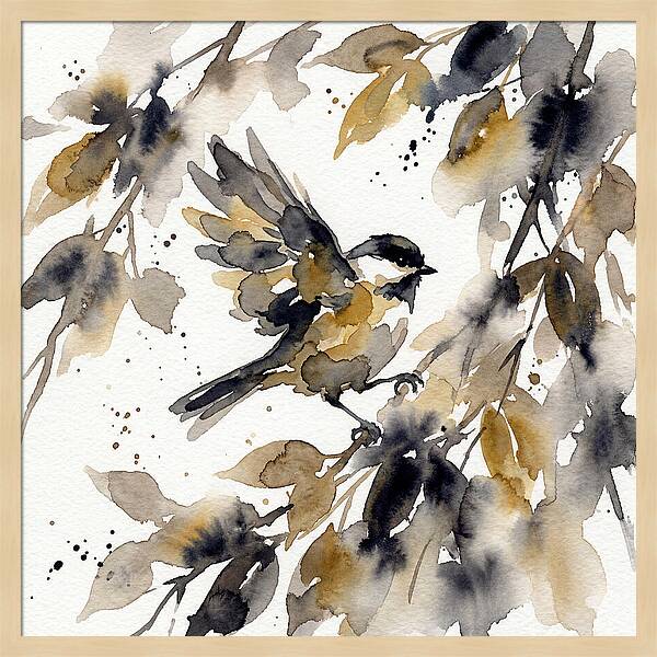 Chickadee Among Autumn Leaves