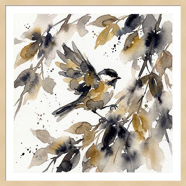 Chickadee Among Autumn Leaves