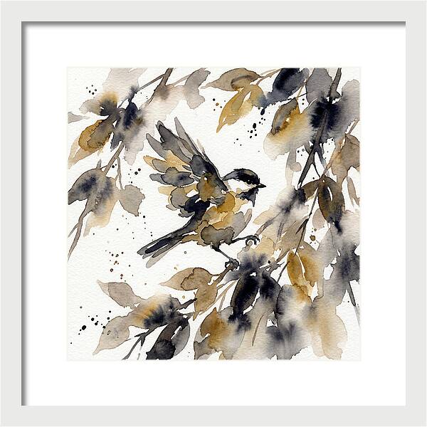 Chickadee Among Autumn Leaves