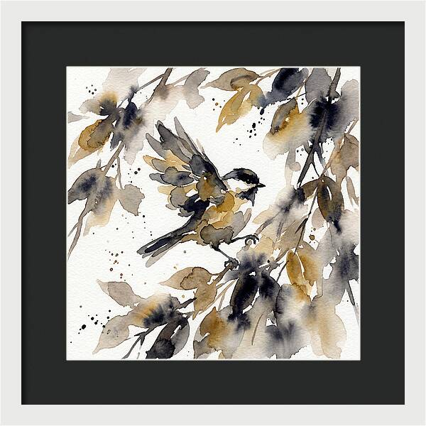 Chickadee Among Autumn Leaves