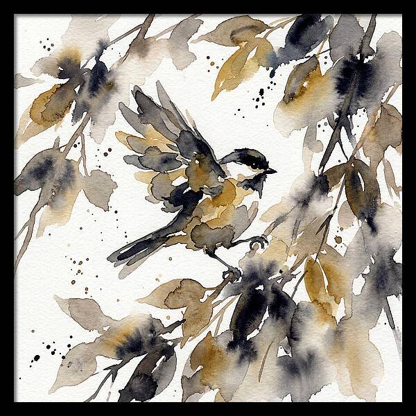 Chickadee Among Autumn Leaves