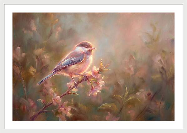 Chickadee Among Blossoms