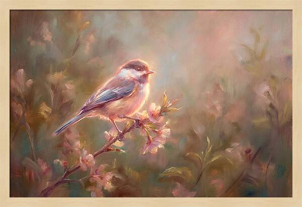 Chickadee Among Blossoms