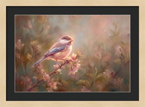 Chickadee Among Blossoms