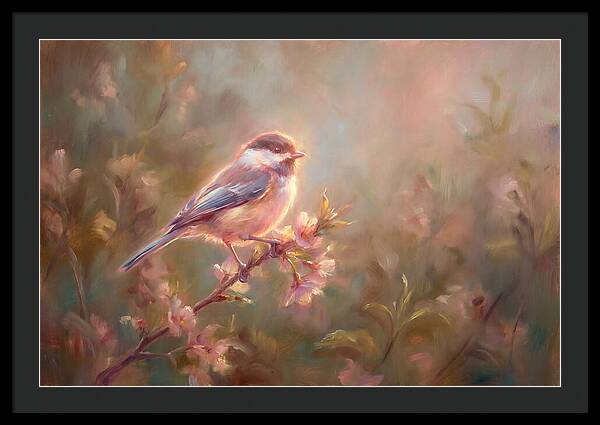 Chickadee Among Blossoms