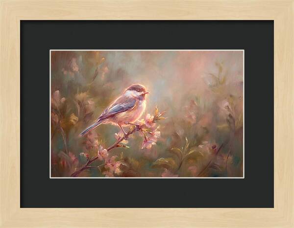 Chickadee Among Blossoms