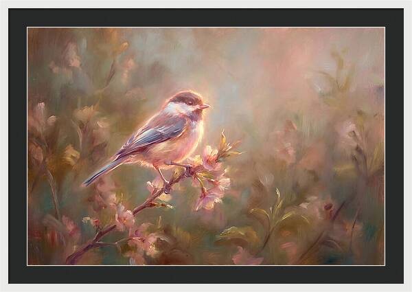 Chickadee Among Blossoms