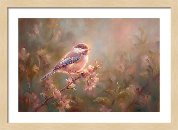 Chickadee Among Blossoms