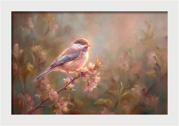 Chickadee Among Blossoms