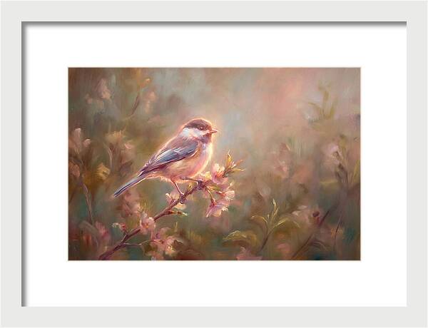 Chickadee Among Blossoms