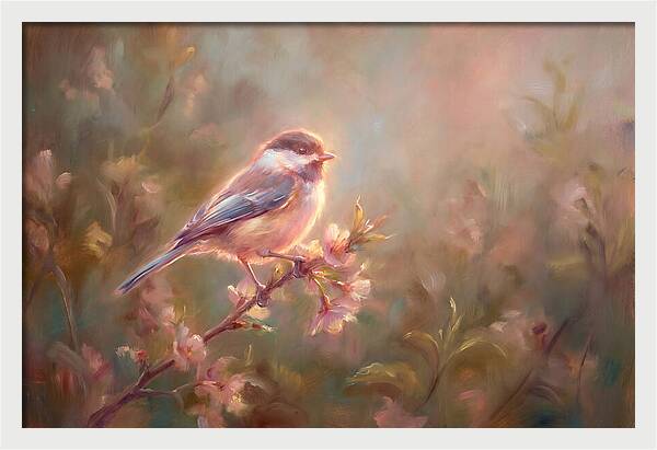 Chickadee Among Blossoms