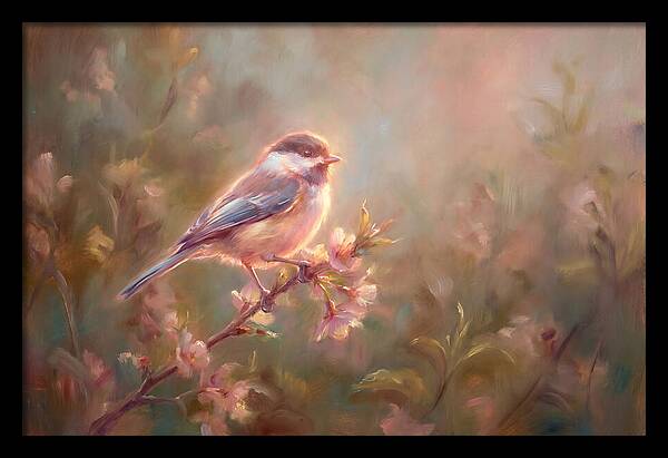 Chickadee Among Blossoms