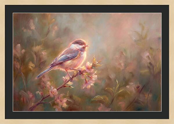 Chickadee Among Blossoms