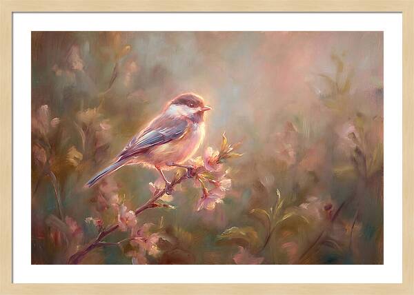 Chickadee Among Blossoms