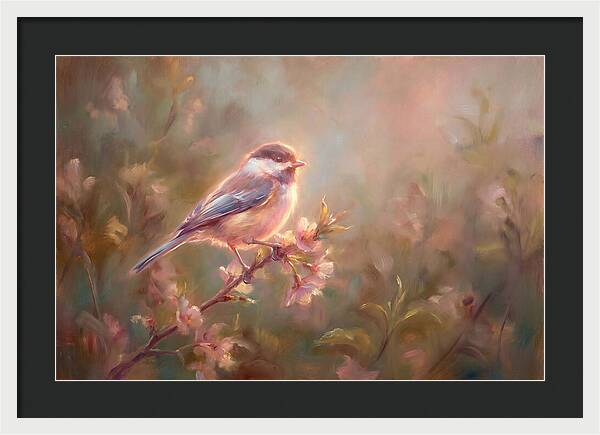 Chickadee Among Blossoms