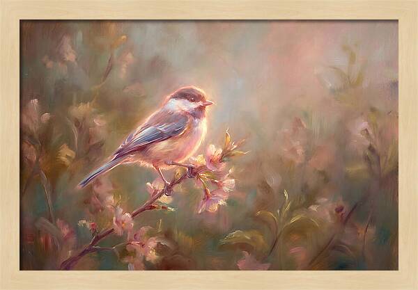Chickadee Among Blossoms
