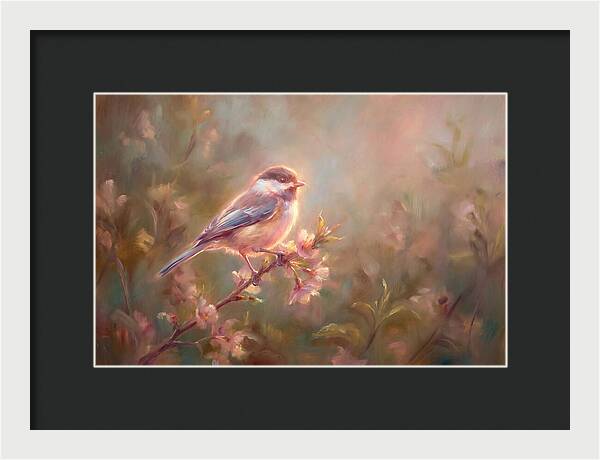 Chickadee Among Blossoms