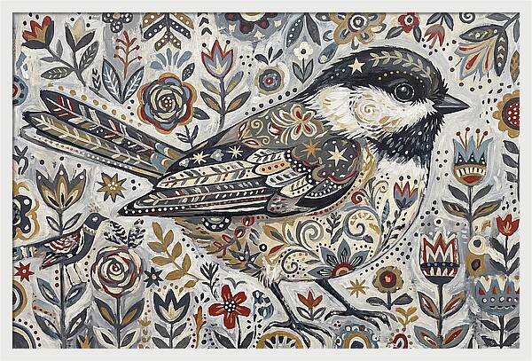 Chickadee In Floral Wonderland