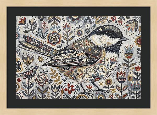 Chickadee In Floral Wonderland