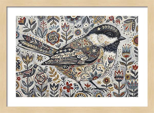 Chickadee In Floral Wonderland