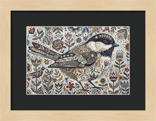 Chickadee In Floral Wonderland