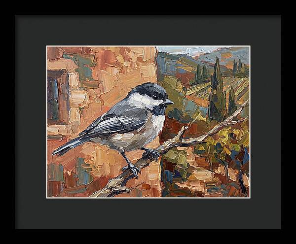 Chickadee Perched In Mediterranean Landscape
