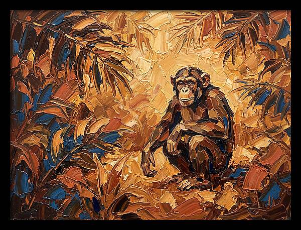 Chimpanzee In Mediterranean Landscape