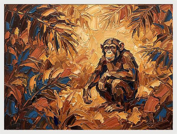 Chimpanzee In Mediterranean Landscape
