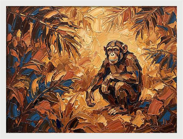 Chimpanzee In Mediterranean Landscape