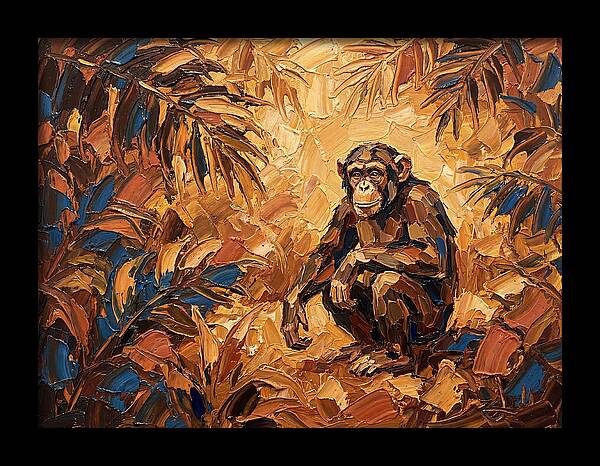 Chimpanzee In Mediterranean Landscape