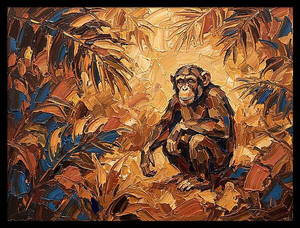Chimpanzee In Mediterranean Landscape