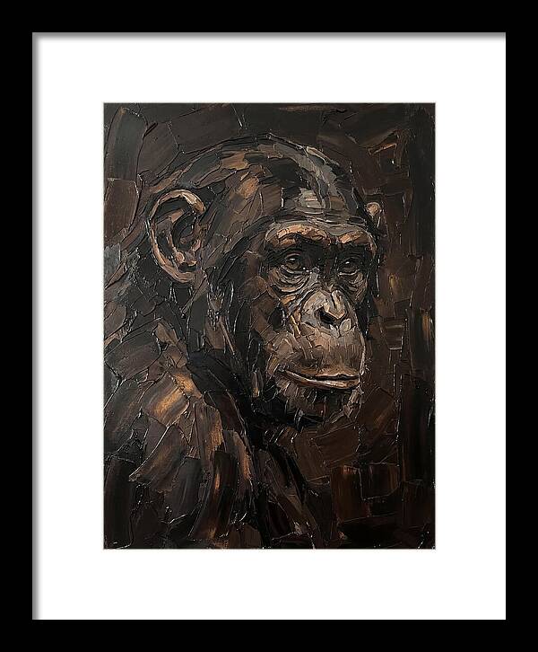Chimpanzee Portrait In Palette Knife Style