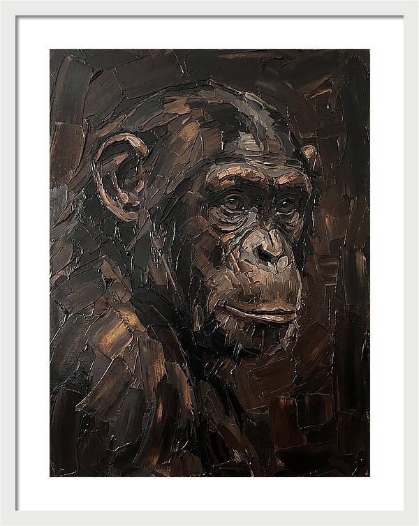 Chimpanzee Portrait In Palette Knife Style