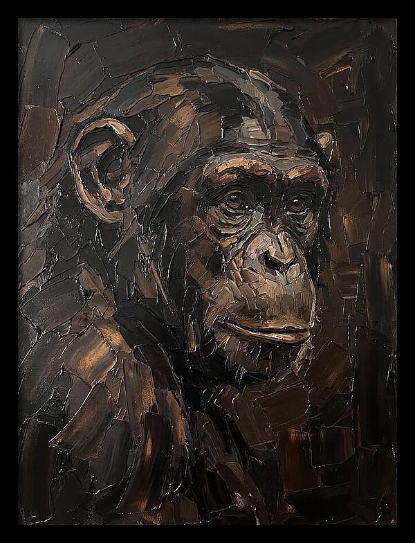 Chimpanzee Portrait In Palette Knife Style