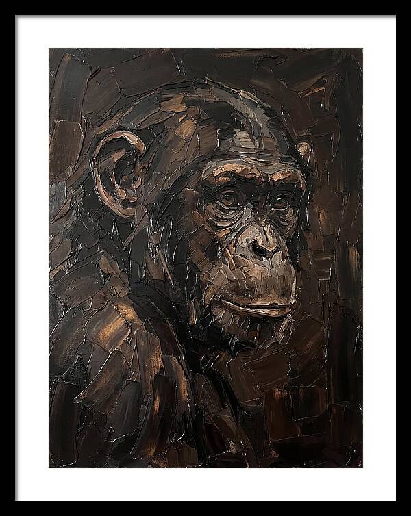 Chimpanzee Portrait In Palette Knife Style