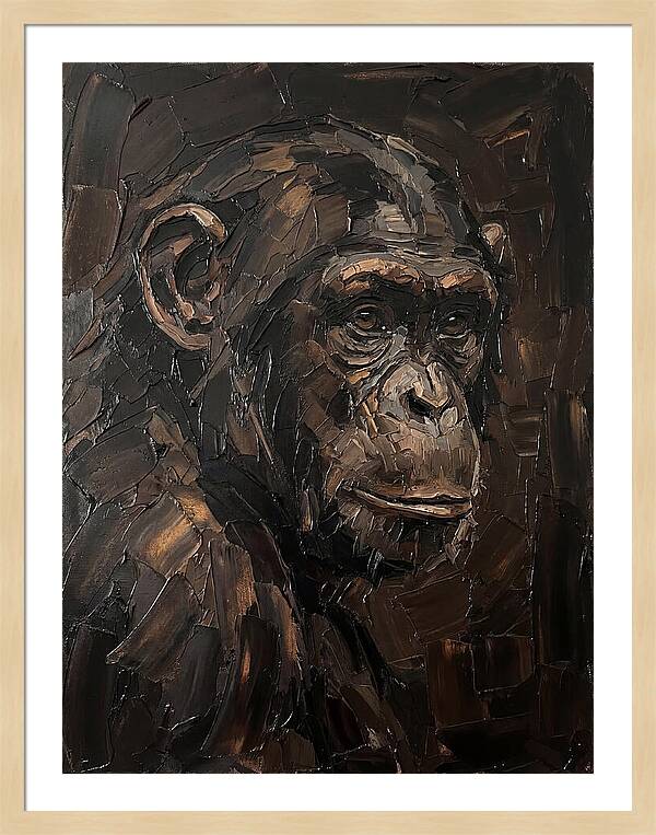 Chimpanzee Portrait In Palette Knife Style