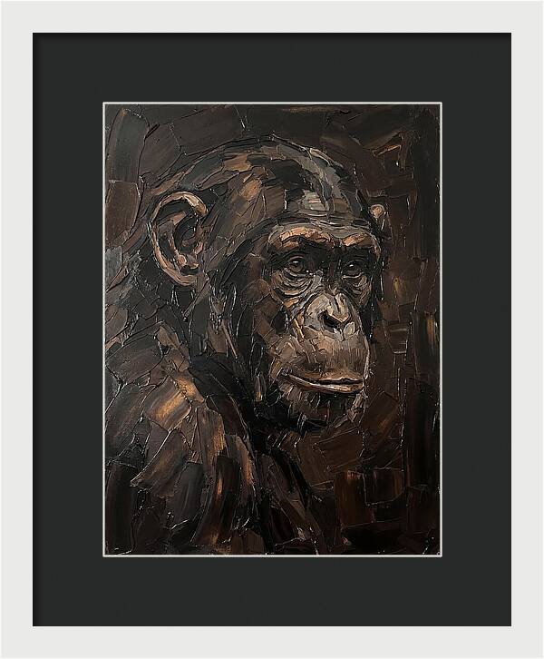 Chimpanzee Portrait In Palette Knife Style