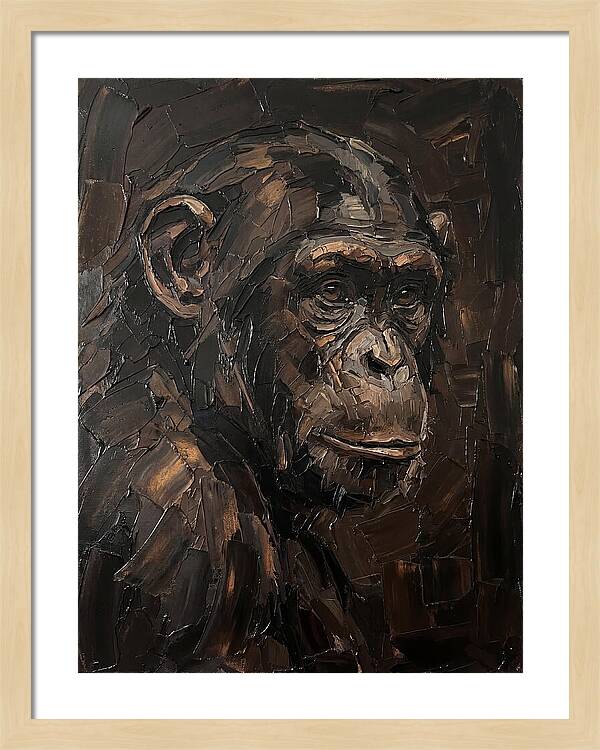 Chimpanzee Portrait In Palette Knife Style