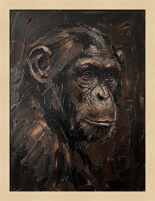 Chimpanzee Portrait In Palette Knife Style