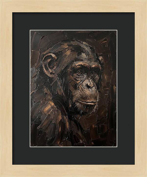Chimpanzee Portrait In Palette Knife Style