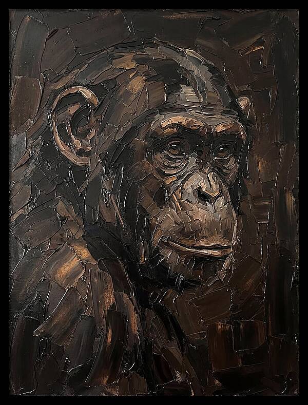 Chimpanzee Portrait In Palette Knife Style