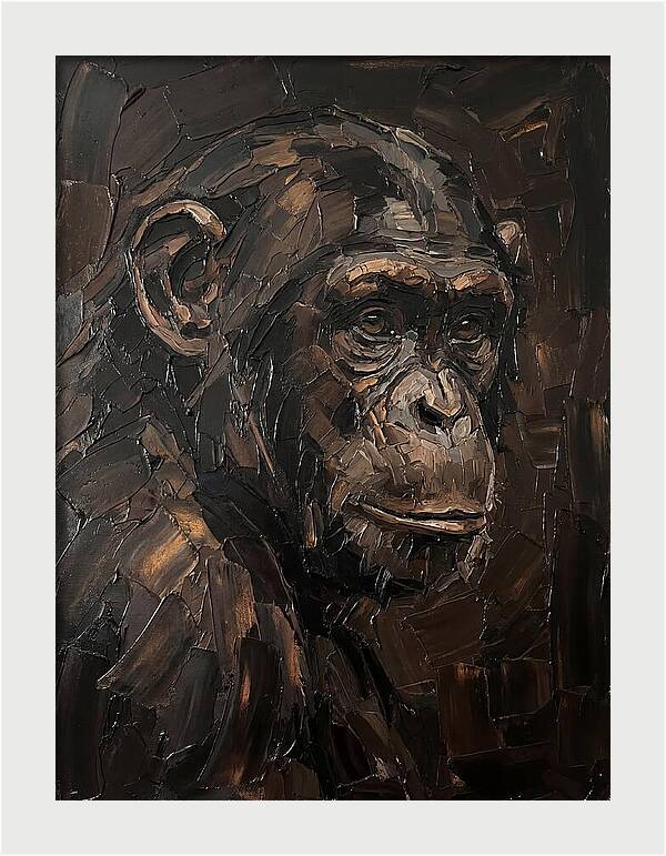 Chimpanzee Portrait In Palette Knife Style