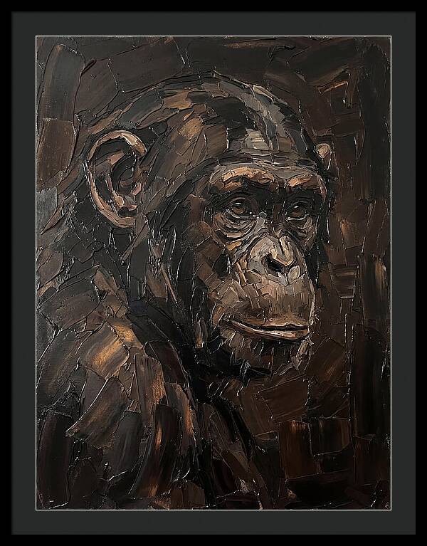 Chimpanzee Portrait In Palette Knife Style